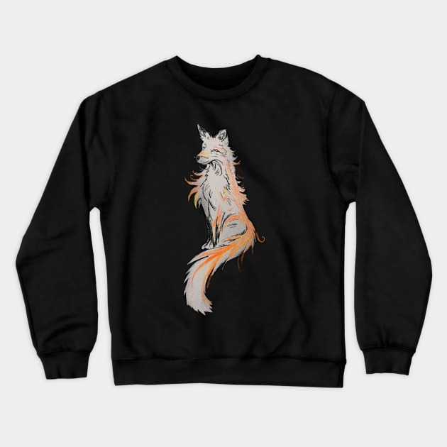 Fox - oil painting black Crewneck Sweatshirt by Uwaki